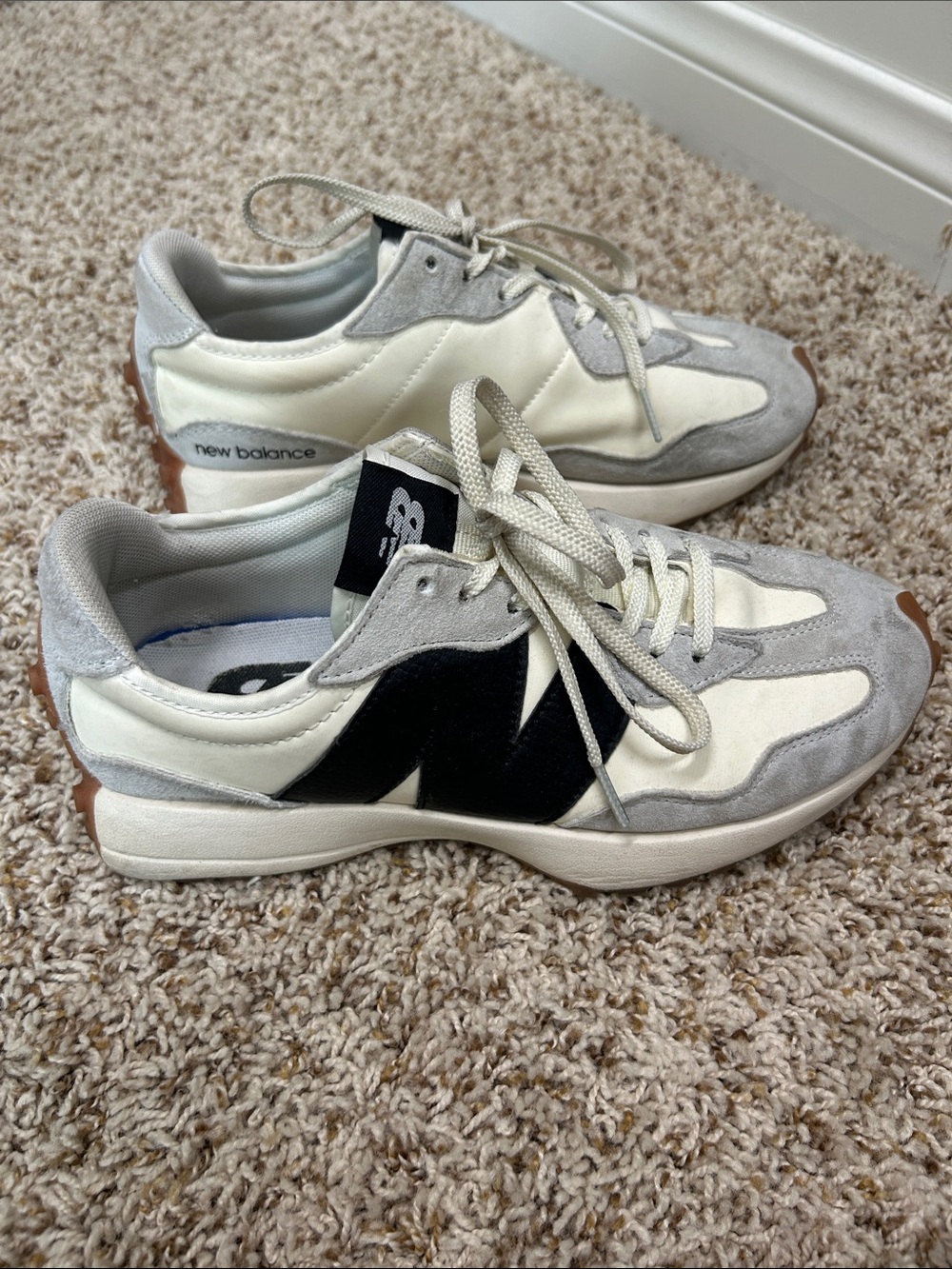 Women’s New Balance 327 Cream, Gray & Black Retro Runner